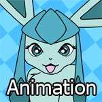 Glaceon rolls over and looks excitedly at the viewer